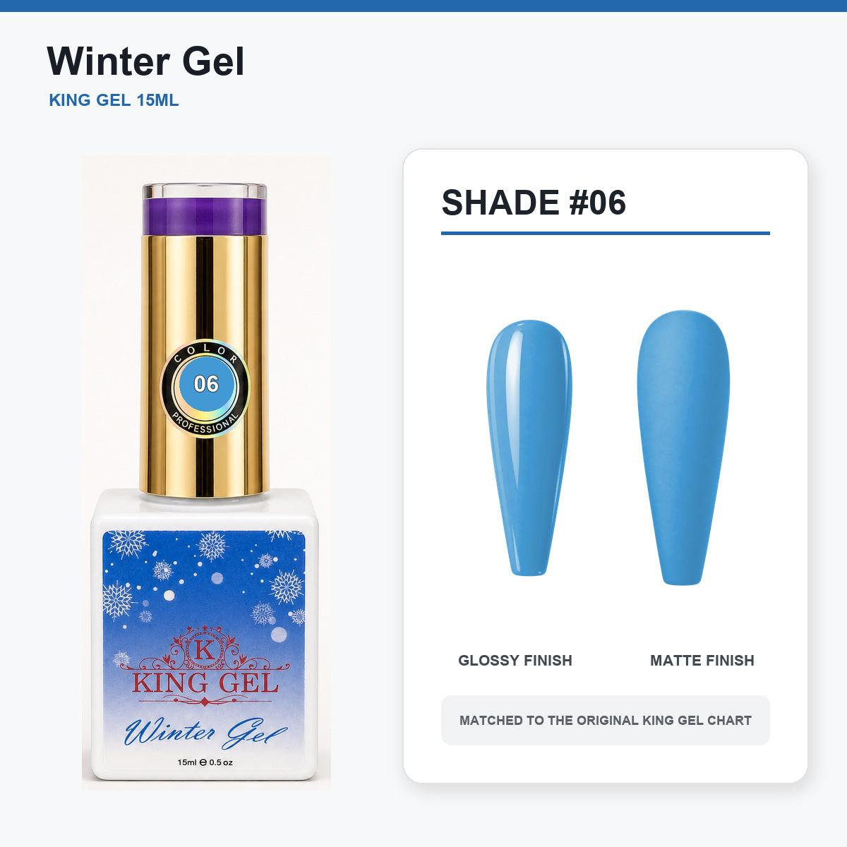 48 Colors Winter Gel Collection - KingGel Brand - Shade 6 bottle and chart-matched color - Studio V2