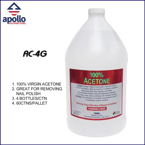 Gallon Bottles - Case of 4 Gallons | Pure Acetone | Nailite